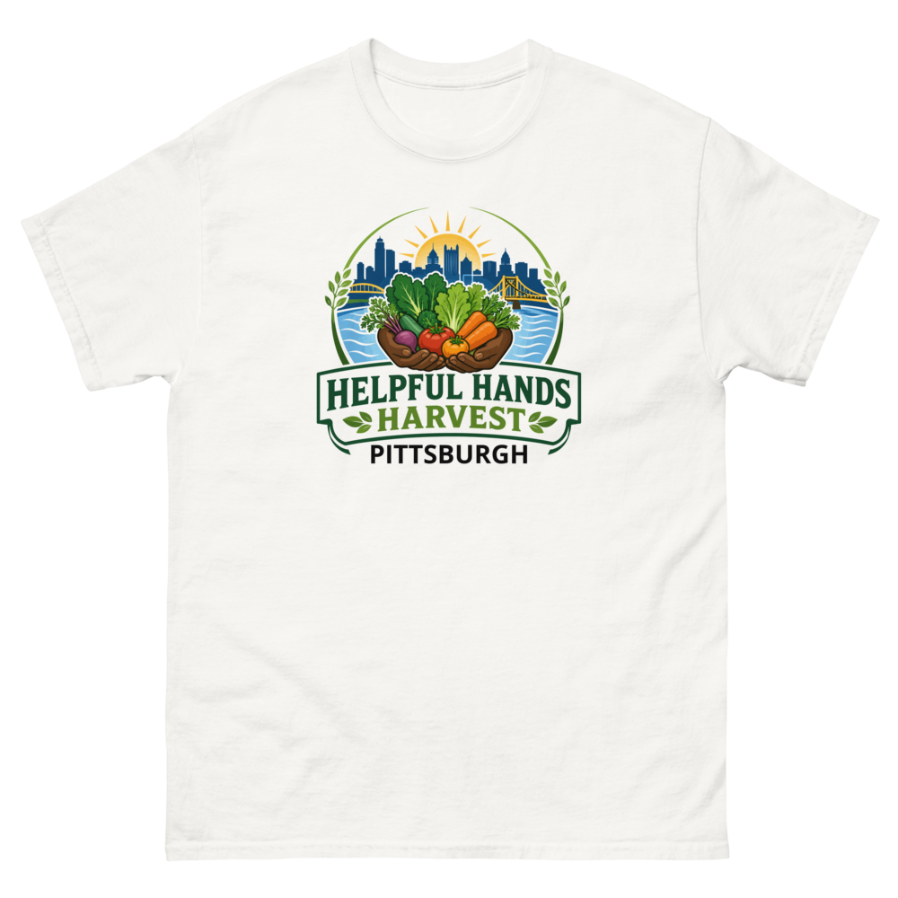 Alternate white Helpful Hands Harvest T-shirt concept