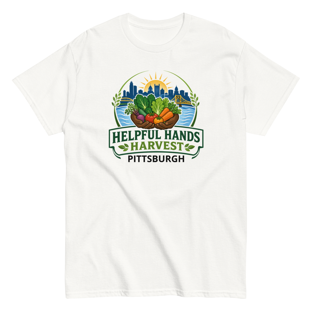 White Helpful Hands Harvest community T-shirt concept